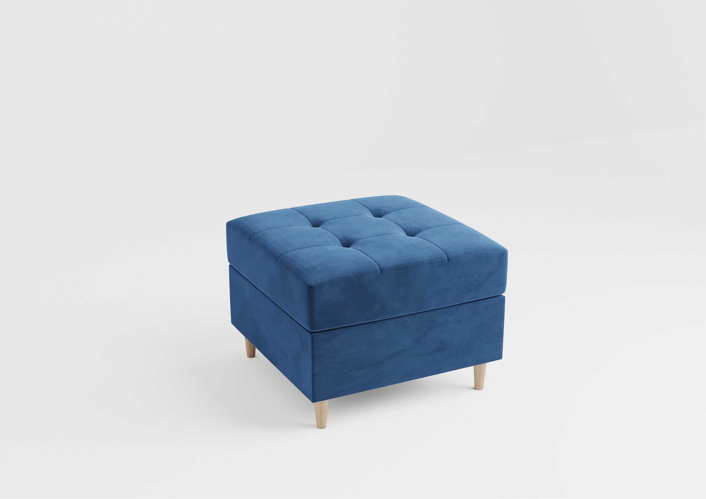 Pikowana pufa na drewnianych nogach